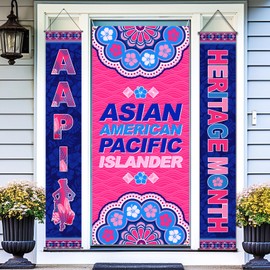 Oudain 3 Pcs Asian American and Pacific Islander Heritage Month Banner AAPI Door Decorations Set for Wall Garden Yard Celebration Festival Party Decor