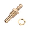2 Pcs Brass Straight Barbed Hose Fitting Bulkhead Coupler Connector