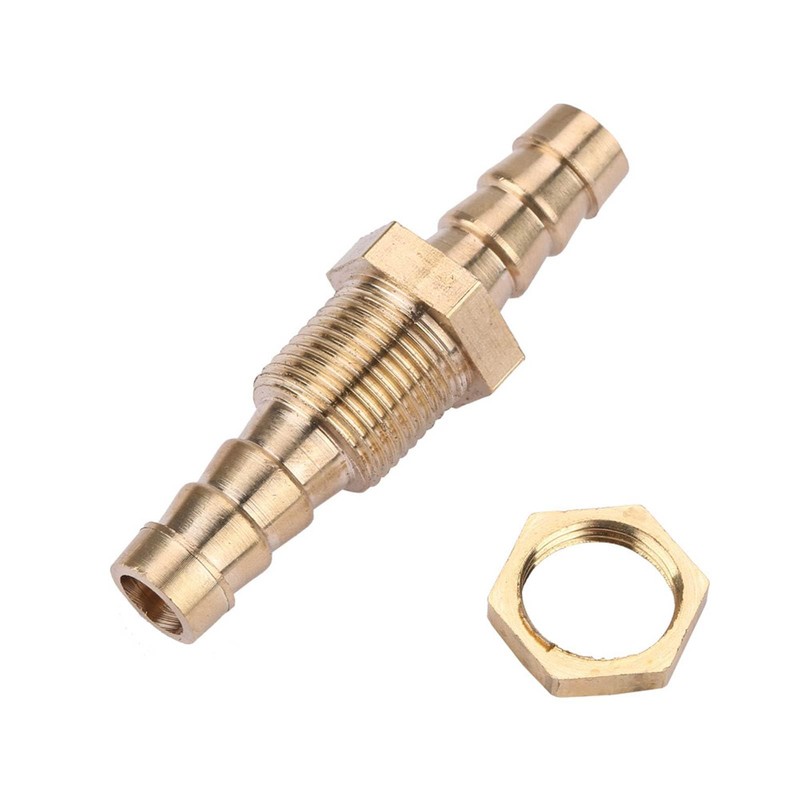 2 Pcs Brass Straight Barbed Hose Fitting Bulkhead Coupler Connector