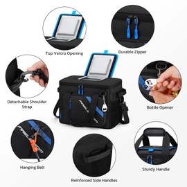 Maelstrom 30 Can Large Leakproof Soft Cooler Bag, Insulated Collapsible Ice Chest with Bottle Opener, Portable for Beach, Camping, Travel & Shopping (Black)
