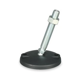 KINETIK MSystem® Stellfuß - KM.SF12 - Ø120 mm Maschinenfuß mit Anschraubbohrungen für Bodenbefestigung, höhenverstellbar, nivellierbar, schwenkbar Gewindespindel mm Stahl verzinkt (1, M20x125 mm)