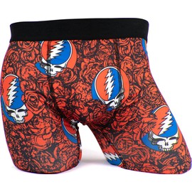 Ripple Junction Grateful Dead Mens Boxer Briefs Underwear Steal Your Face Roses All Over Print - Multicolor Medium