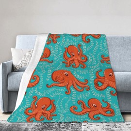 Octopus Blanket Super Soft Warm Bed Bedding Throw Blankets for Couch Bedroom Sofa Office Car Decor, All Season Cozy Flannel Plush Blanket Gifts for Girls Boys Kids Adults, 50"X40"