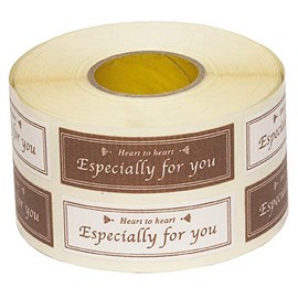 Gift Stickers Craft Oblong 2 Colors Assortment Brown/White Roll - S (500 Sheets) CK-2RS