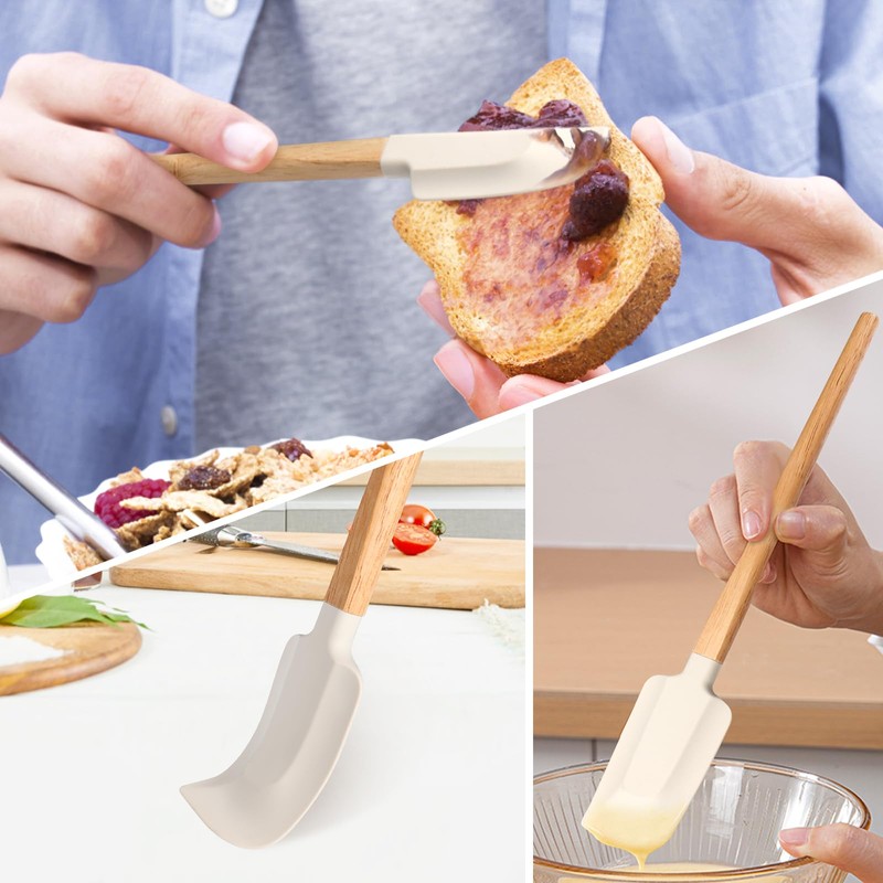 LorisArm Wooden Handle Spatula Set, 12" & 9" Rubber Spatula