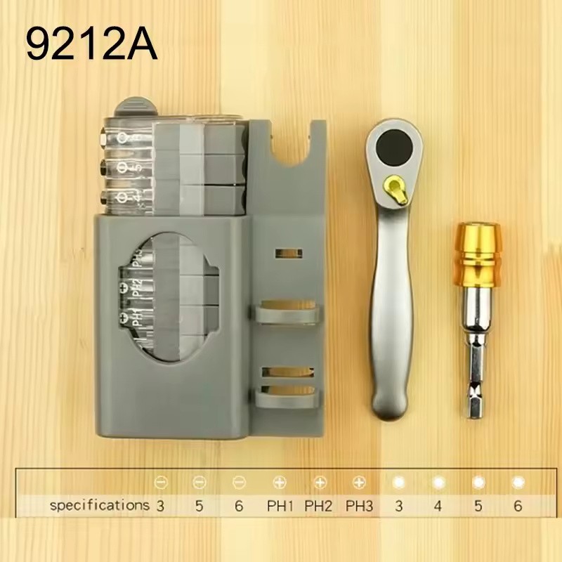 Mini Ratchet Screwdriver Bit Set with Reversible Handle, Magnetic Extension