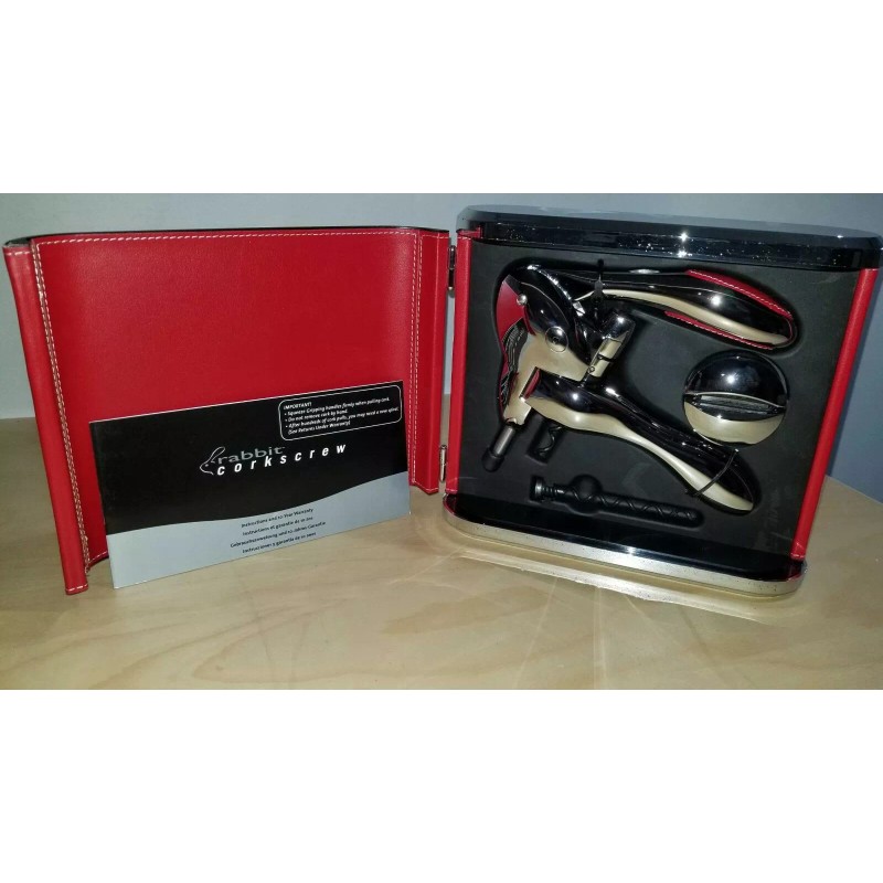 Metrokane VIP Edition Leather-Bound Rabbit Corkscrew - Red - 6095