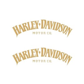 Motorcycle Classic Logo Harley Design Vinyl Decal #2 (Right and Left) Piece Moto HD Club 2.5"x8" (Gold)