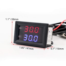 Digital Thermometer DROK -20 to +100 ℃ Digital Thermometer DC4-28V Indoor Outdoor Thermometer Dual LED Display with 2 Waterproof NTC Temperature Sensors High Precision Digital Thermometer Tester