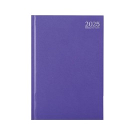 1ABOVE 2025 Premium Quality A4 Week to View Diary| Pastel colour| Hardback Casebound Cover & Ribbon Marker WTW Year Planner for Business, Office, Home, Appointments (PURPLE)