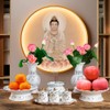HOULU 7 Inch White Ceramic Buddhist Fruit Plate, Buddhist Supplies