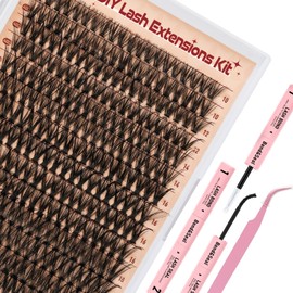 Higu clace Cluster Lashes Kit D Cul, Individual Eyelashes Kit Mix 10-18mm, DIY Lash Extension Kit with Bond and Seal and Applicator (40D V02)