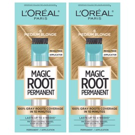 L’Oréal Paris Magic Root Permanent Hair Color, 10 Minute Hair Dye Kit to Rescue Roots with 100% Gray Hair Coverage, 8 Medium Blonde, 2 Pack (Packaging May Vary)