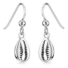 Materia Kauri Shell Earrings 925 Sterling Silver – Women's Earrings Hanging Maritime Jewellery with Gift Box SO-417, Metal
