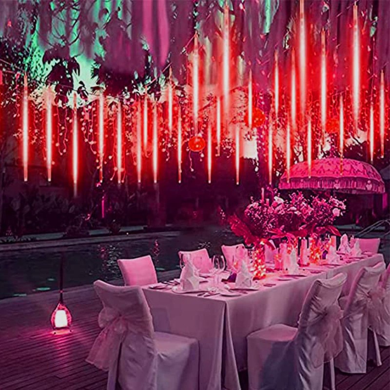 YEGUO Solar Meteor Shower Lights Outdoor, 8 Tubes 144 LED