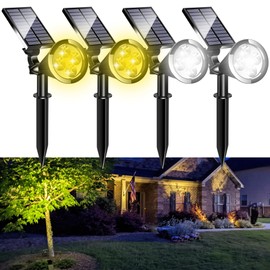 MEIHONG Solar Spot Lights Outdoor, Solar Lights for Outside, Solar Landscape Lights wih Dusk to Dawn Light Sensor, Solar Tree Lights, 2 Modes 3000K/6000K (4 Pack)