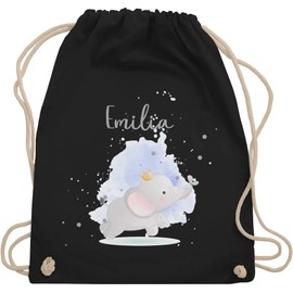 Geschenk mit Namen personalisiert by Shirtracer - Gym Bag Backpack - Animals - Elephant Elephants, 07 Black