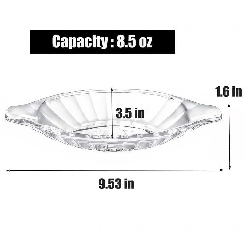 MQMCPDS 4-Piece Set of Glass Banana Split Dish Boats -