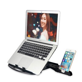 COOSKIN COOSKIN Ventilated Swivel Laptop Stand with Phone Holder Adjustable Height Chioce for All laptops (Upgrade-Black)