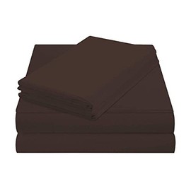 California King/Western King, Chocolate Solid 4 Piece Classic Sheet Set with 30 Inch Deep Pocket-Solid, 100% Egyptian Cotton 800 Thread Count.