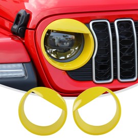 Linksip Angry Eye Headlight Covers Compatible with 2024 Jeep Wrangler JL 4XE & Gladiator JT Sport Rubicon Sahara Willys Mojave, Head Lamps Angry Bird Bezel Rings, Exterior Accessories(Yellow)