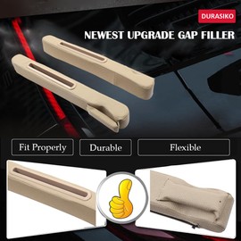 DURASIKO Upgraded 2in1 Car Seat Gap Filler with Pocket Storage,Console Side Pocket Organizer,Car Seat Gap Pad for Cellphone Coin Key,Stopper and Blocker,PU Leather, Driver&Passenger Seat Available