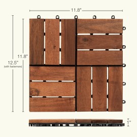 USA Local Stock Acacia Wood Interlocking Decking Tiles for Outdoor Patio Flooring 1 Box = 27 Pcs = 27 Sq ftColor: color5, Thickness: 25mm