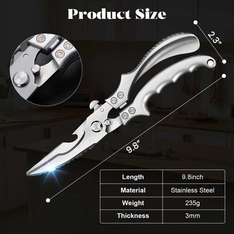 SiXingHardware-Kitchen Pro Shears-Heavy-Duty Stainless Steel Kitchen Scissors For Poultry, Meat,