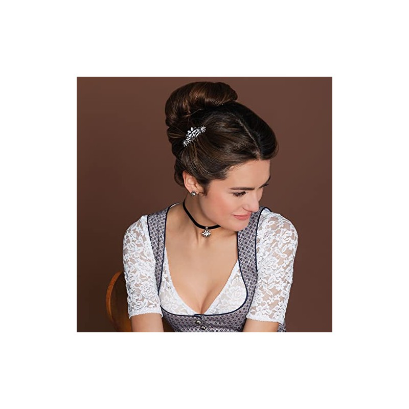 Alpenflüstern Edelweiss Symphony ADV095 Traditional Hair Comb Antique Silver Colour