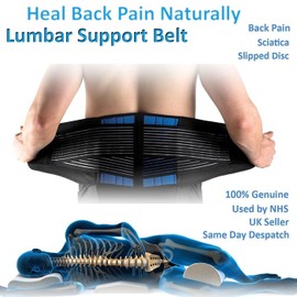 SUAVER Abdominal Belt, Back Support for Stabilising the Lumbar Vertebra, Adjustable Kidney Belt, Abdominal Belt Lumbar Support Relief Sciatica for Men and Women (Black, XXXXXL/54-58)