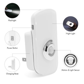 Sensky 3-in-1 Motion Sensor Night Light Plug in, Rechargeable Flashlight, Emergency Light for Bedroom, Bathroom, Living Room, Stairways, Hallways - Cool White