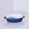 Beatriz Ball CERAMIC Small Oval Baker with Gold Handles (Blue)