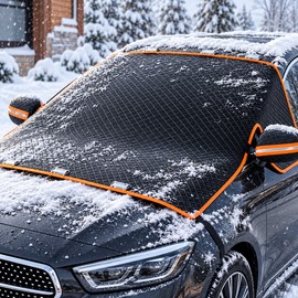 Car Windshield Snow Cover for Winter Protection – Magnetic Frost Guard with Side Mirror Coverage for Snowy Mornings