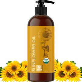 Maple Holistics- Aceite de girasol orgánico para la piel, el cabello y las uñas: aceite de semilla de girasol 100% puro para el cuidado orgánico de la piel y el cabello.