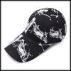 White Fang CA487 Caps, English Letters, Marble Pattern, Brim Length,