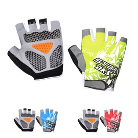 CubePlug Kids Boy Girl Cycling Climing Half Finger Gloves GEL Padded BMX Bike Fingerless [SPI] (M, Yellow)