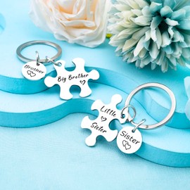 Davrock Brother Gifts from Sister Big Brother Little Sister Keychain Christmas Stocking Stuffers Birthday Gift Family Gifts Sibling Gift