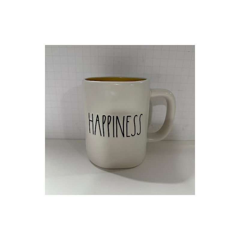 Rae Dunn HAPPINESS Mug - yellow inside - Ceramic