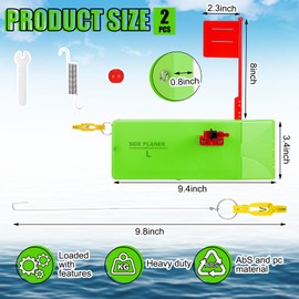 Rotatingpals 2 Pack Planer Boards for Fishing Trolling 8 x 3 Inches Off Shore Crappie Planer Boards Kits with Flag Fishing Accessory for Inshore Offshore Trolling Dragging(Left,Green)