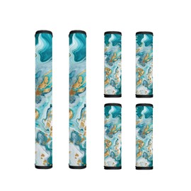 Txsniver 6 PCS Refrigerator Door Handle Covers Sturdy Neoprene Kitchen Appliance Gloves Fridge Dishwasher Oven Handle Sleeve Protector Cozy Home Decor, Teal White Golden Marble