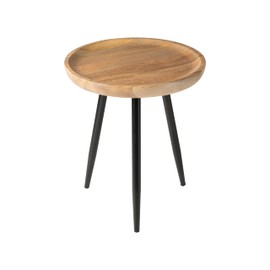 MH London Oscar Mango Wood End Table.Exclusively Designed Hand-Crafted Small Nightstand. Solid Wood Round End Table.Contemporary Accent Table for Bedrooms, Living Rooms and Home Office