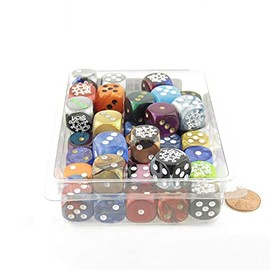 Sick Dice Assorted Colors with Pips 16mm (5/8in) D6 Pack of 50 Wondertrail