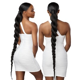 Sensationnel Lulu pony wrap hairextensions- 12 high heat synthetic yaki pony tail or up do hair wig piece (SM2/27)