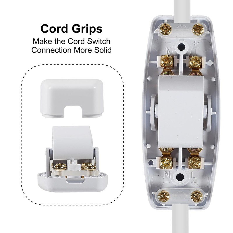XIITIA 2pcs Inline Cord Switch, AC 250V 6A On-Off DPST