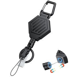 Uniclife Heavy Duty Retractable Keychain with Magnetic Closure Retractable Badge Reel for up to 0.45kg Magnetic ID Badge Holder Reel with 79cm Dyneema Cord ABS Casing Carabiner and Large Key Ring