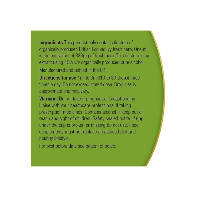 Organic Herbal Remedies 100ml Ground Ivy Tincture