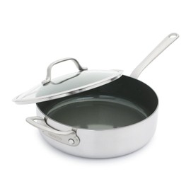 GreenPan Craft Steel Covered Sauté Pan, 4 qt, Silver