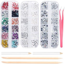 Strass art d'ongle pour nail art 3800 pcs, Cristal Mix Tailles cristaux Nail Strass Effacer pour la décoration des ongles