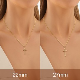 SPONIT Gold Cross Necklaces for Women 14K Gold Cross Pendant Necklace Cross Chain Necklace for Women Faith Cross Necklace Jewelry for women 22 mm