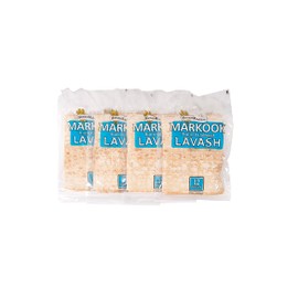 Markook Lavash Thinnest Flat Bread - 4-Pack, 9-Inch x 12-Inch Soft Middle Eastern Bread, 48 Flat Breads, by Breadmasters